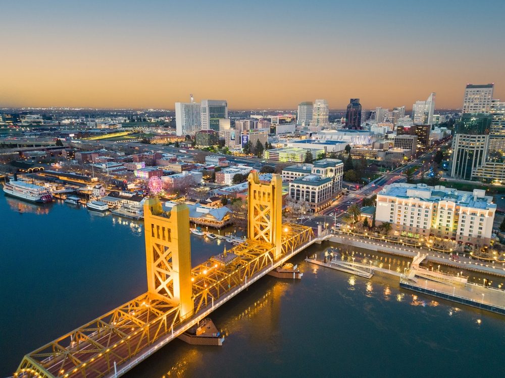 Downtown Sacramento and tower Bridge. where Probate Advances are available