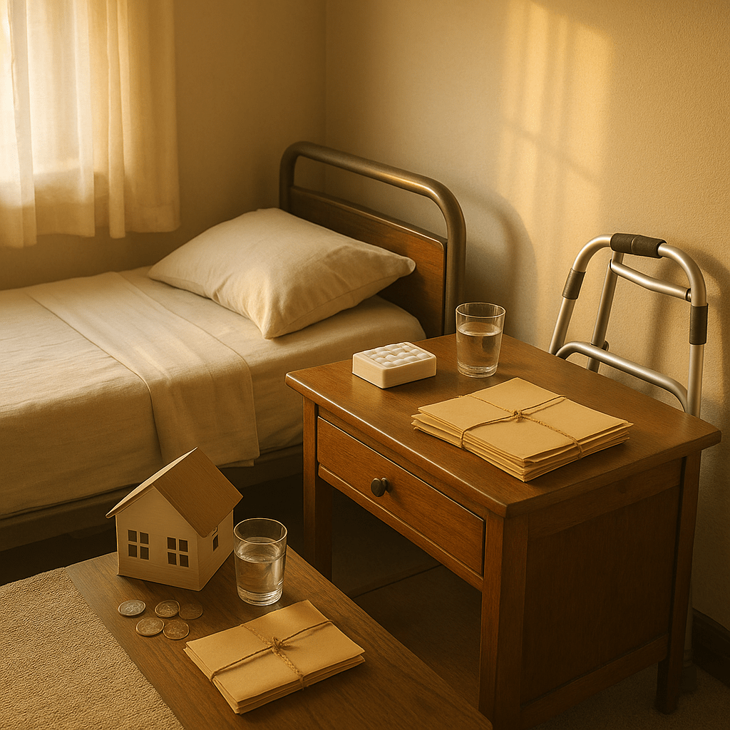 Probate advances Medicaid recipients medical bed nightstand folders