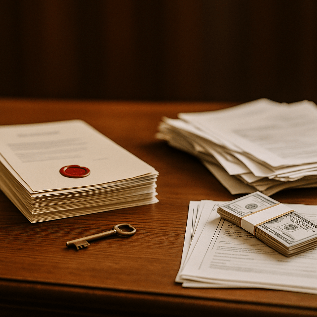 Organized and scattered estate papers symbolizing testate versus intestate inheritance advances