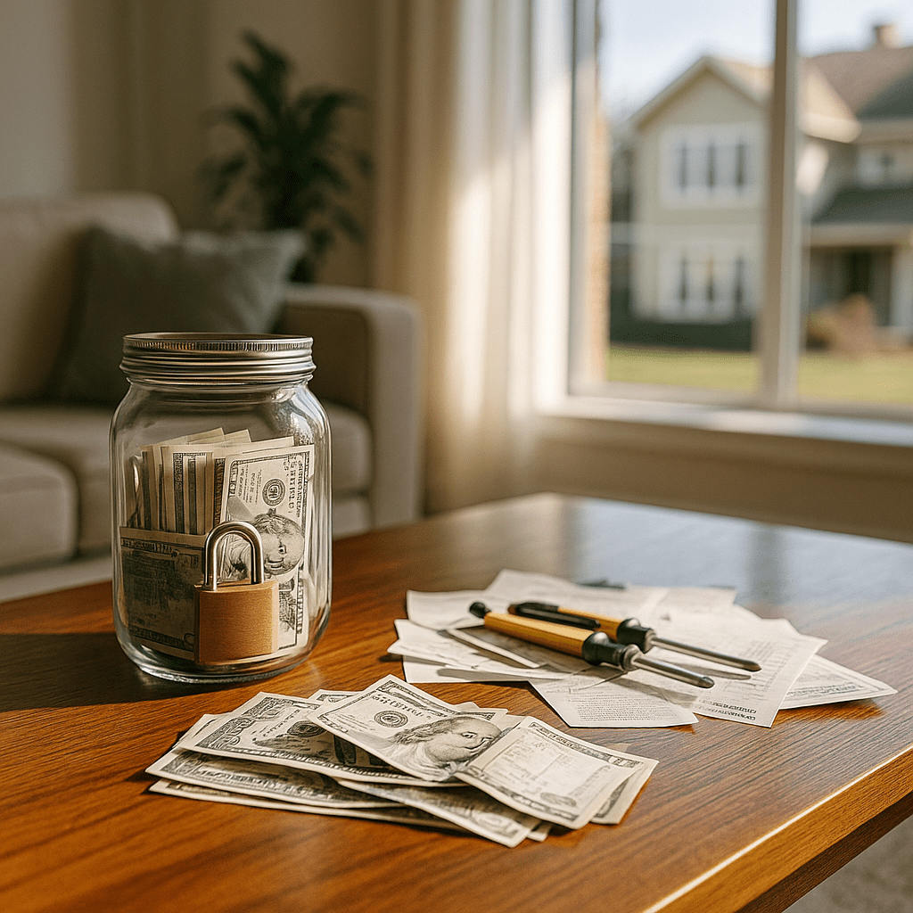 Inheritance money divided between savings and household expenses for smart financial planning