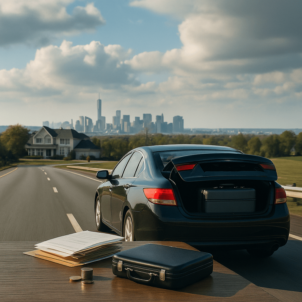 Car traveling across states representing heirs managing estate settlements from afar